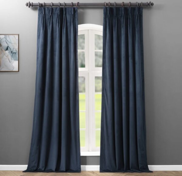 Blue Pinch Pleat Curtains