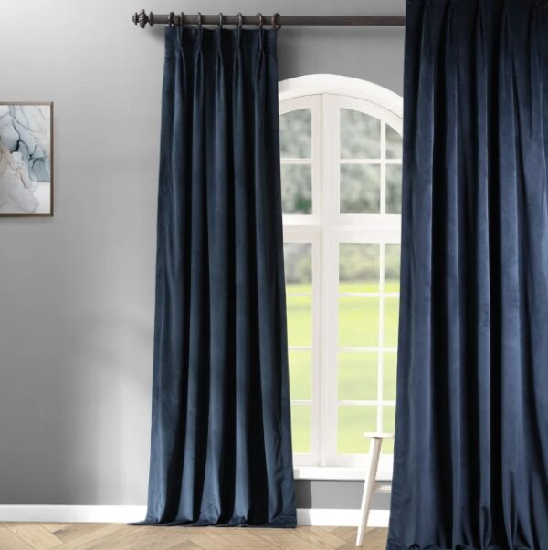 Blue Pinch Pleat Curtains