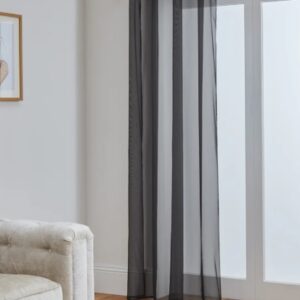 Dark grey Voile Eyelet Curtains