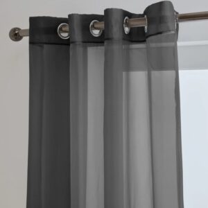 Dark grey Voile Eyelet Curtains