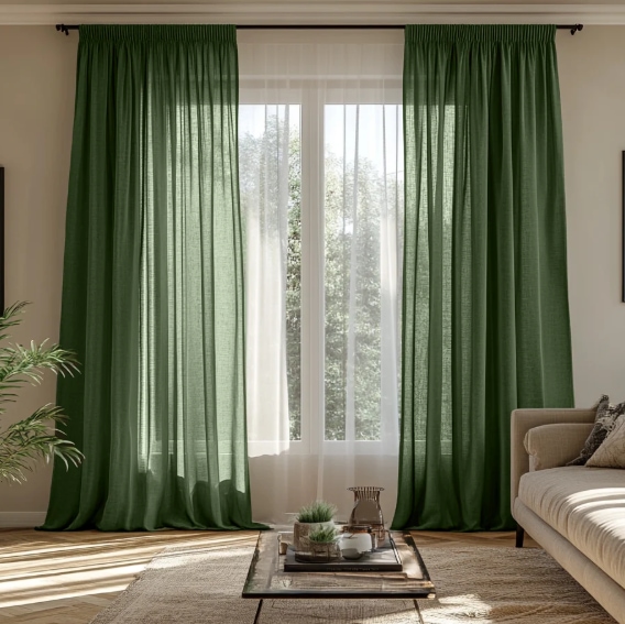 Green Linen Curtains - Image 2