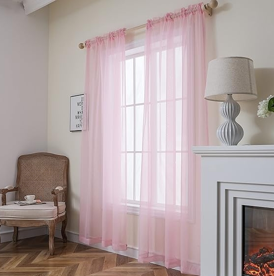 Pink Sheer Curtains - Image 2