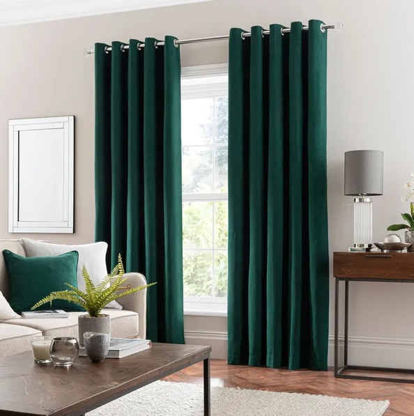 Green living room curtains