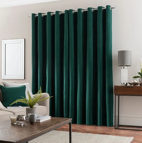 Green living room curtains